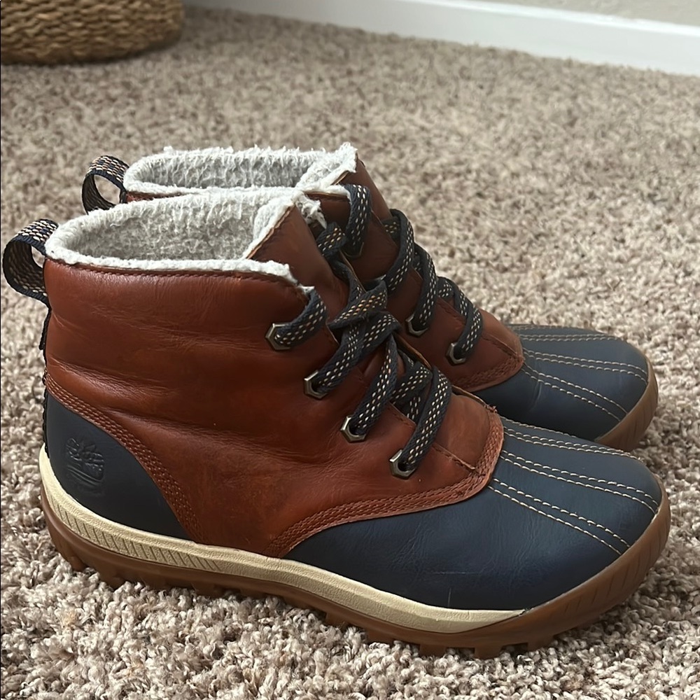 Timberland Tan and Navy Boots
